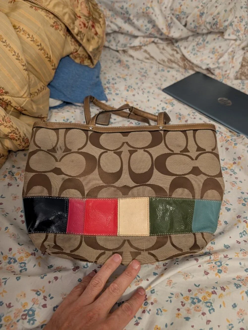 Coach Legacy Rainbow Stripe Signature Jacquard Tote F15588